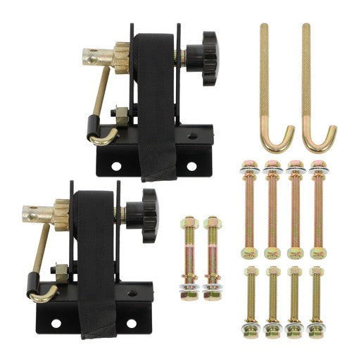 2 × Ladder Rack Ratchet Straps w/ J-Hook 1.5"×7.5' Black Retractable Ratchet Tie