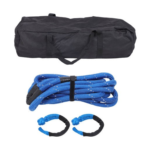 Kinetic Recovery Tow Rope 34000Lbs 1in x 30ft Blue with Soft Shackle for Truck