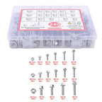 240 Pcs Flanged Stainless Steel Bolts and Nuts Kit M5, M6, M8 Metric Assortment