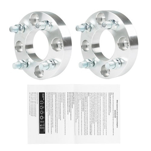 Wheel Flange 1" 4x101.6mm Hub Bore 62mm Thread Size 1/2"x20 Silver 2Pcs