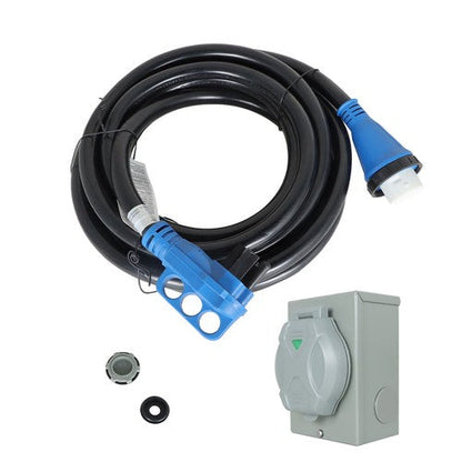 RV Extension Cord 50Amp 25FT Power Inlet Box Combo Kit Twist Lock+LED NEMA14-50P
