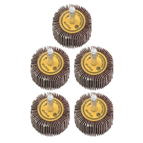 5 Pack 1-1/2" x 1" x 1/4" Aluminum Oxide Shank Mounted Flap Wheels 120 Grit