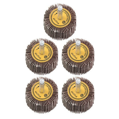 5 Pack 1-1/2" x 1" x 1/4" Aluminum Oxide Shank Mounted Flap Wheels 120 Grit