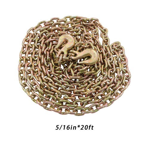 2PC 5/16" x 20' G70 Chains Tow Chain Binder Tie Down Flatbed Truck Trailer Chain