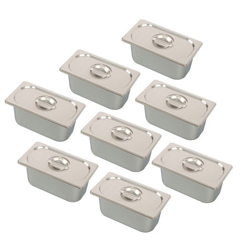 Restaurant Steam Table Pans 8 Pack 1/3 Size 6 Inch Deep Thickened with Lid