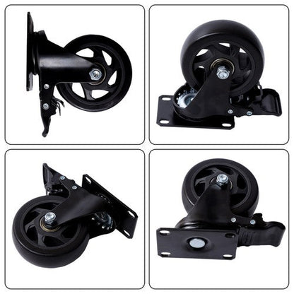 4 Inch Universal Heavy Duty Swivel Caster Wheels × 4 with Brakes Black