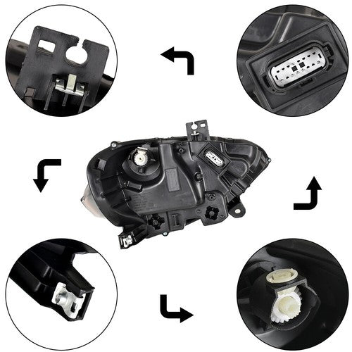 Black Headlight LED DRL Projector Lamp Right Side Fit For Ford Mustang 2018-2020