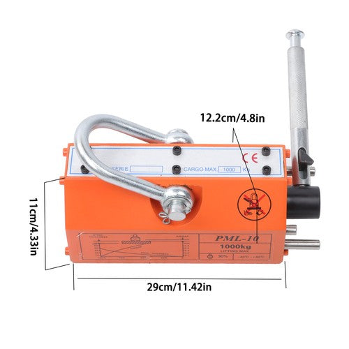 2200Lbs/1000kg Neodymium Hoist Magnetic Lifter Lifting Magnet 2 Safety Factor