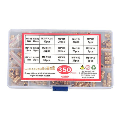 350Pack threaded inserts assortment kit M2-M6 metric internal thread rolled