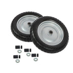 2PCS 14.5x4-8 Solid Wheels w/Toothed Tread, Silver Hub Black&Silver Replace Tire