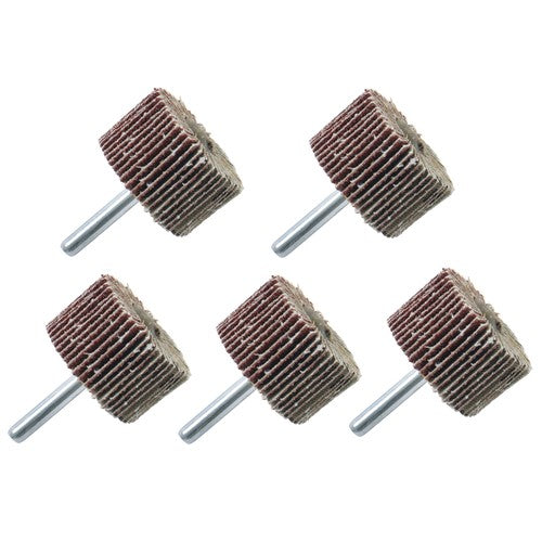 5 Pack 1-1/2" x 1" x 1/4" Shank Mounted Flap Wheels 60 Grit Aluminum Oxide