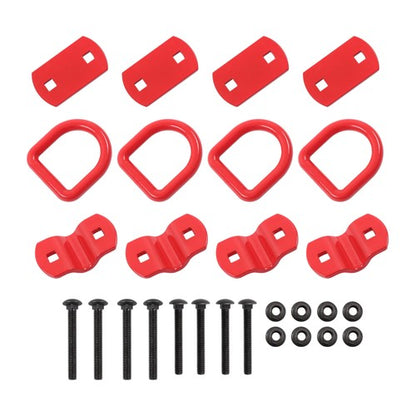 4 Pack 1/2 Inch Heavy Duty Bolt-On Forged D Ring 12000Lbs Break Strength Red