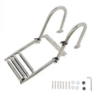 New Stainless Steel Telescoping Boat Ladder 4 Step Foldable Hand armrest