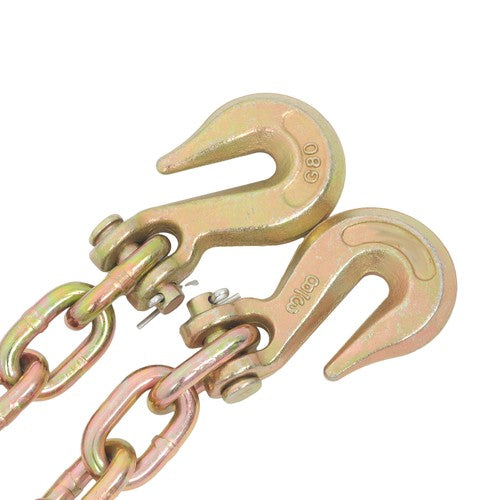 2pcs Transport Bundle Chain Steel Gold 7100lbs G80 3/8in×20ft Heavy Duty W/Hooks