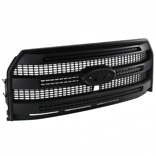 Front Upper Grille for Ford F-150 Platinum 2015-2017 Camera Hole Matte Black