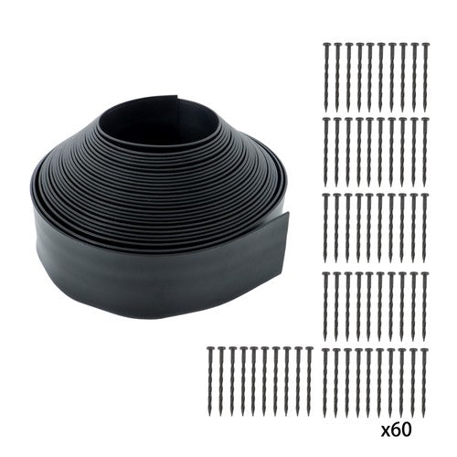 60pcs Anchoring Spik L-shaped 60FT Garden Edge Lawn Grass Stone Isolation Strip