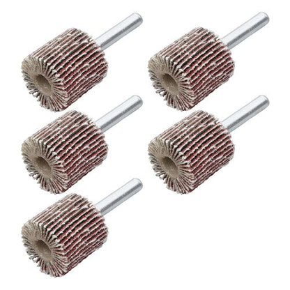 5 Pack 1" x 1" x 1/4" Shank Mounted Flap Wheels 80 Grit Aluminum Oxide