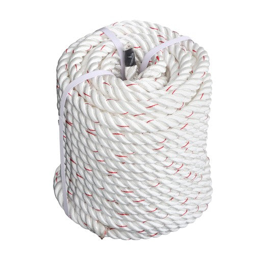 3/4IN x120FT High Strength Braided Rope Breaking Strength 2038 Pounds White Red