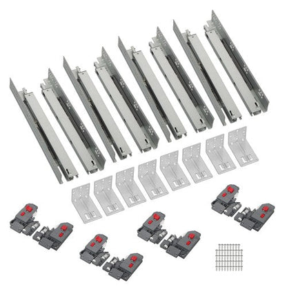 4 Pairs Undermount Drawer Slides 15 inch Undermount Soft Close Drawer Slides