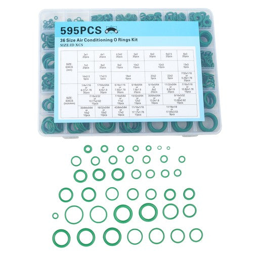 595 Pcs Metric/SAE AC O-Ring Assortment Kit 36 Size Seals 3-22mm