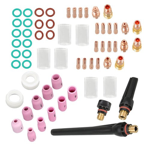 63PCS TIG Welding Fittings Accessories kit Nozzle Collets Body Gas Lens