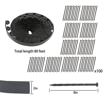 80ft Landscape Edging with 100 Spikes Garden Edging for Lawn 2 Inch Tall