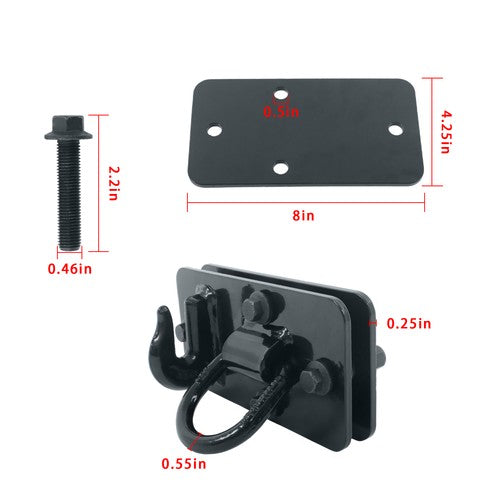 2 Pack Tractor Bucket Hooks with Tie down Ring, Grade 70 Forged Steel Black