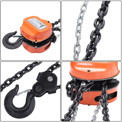 Hand Chain Hoist Steel 3Ton/6600 Lbs10ft/3m 360° swivel hook 1m lifting strap