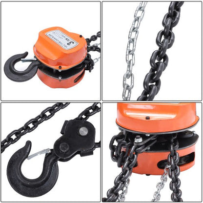 Hand Chain Hoist Steel 3Ton/6600 Lbs10ft/3m 360° swivel hook 1m lifting strap