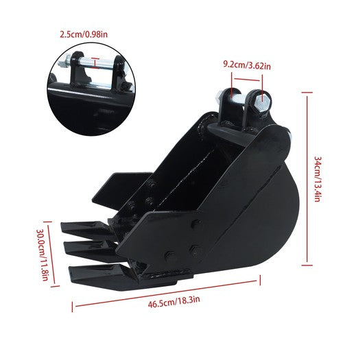 12" 300 mm Mini Excavators Attachment Narrow Bucket For 1-2 Ton Small Diggers