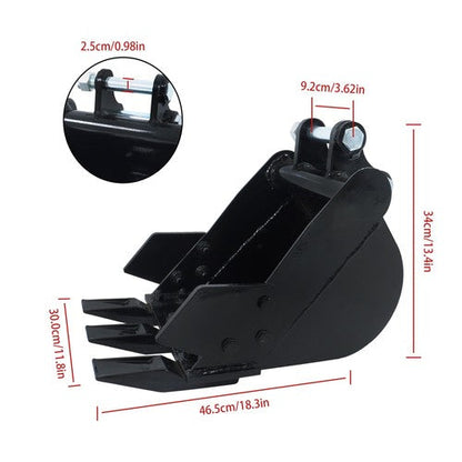 12" 300 mm Mini Excavators Attachment Narrow Bucket For 1-2 Ton Small Diggers