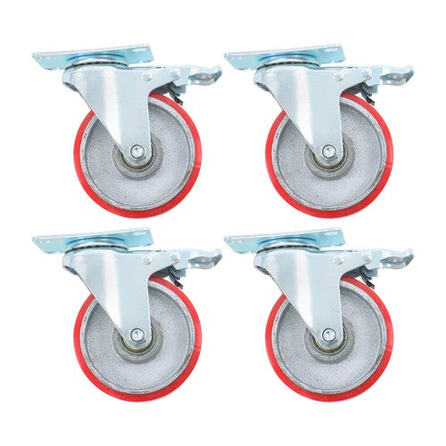 4 Inch Heavy Duty Casters, Swivel Caster Wheels with Brake, Polyurethane