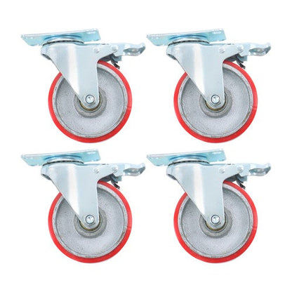 4 Inch Heavy Duty Casters, Swivel Caster Wheels with Brake, Polyurethane