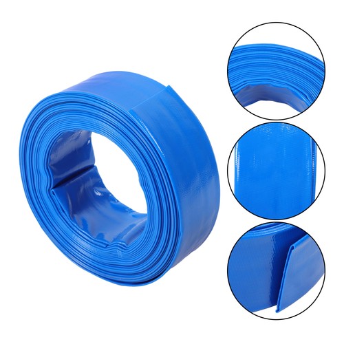 2" x 50FT Irrigation Discharge PVC Hose with Two Hose Collets Blue