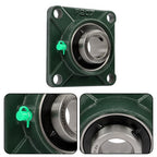 2 × UCF207-20 1-1/4" Bore Pillow Block Flange Bearing 4 Bolt Solid Base