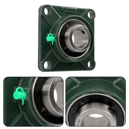 2 × UCF207-20 1-1/4" Bore Pillow Block Flange Bearing 4 Bolt Solid Base