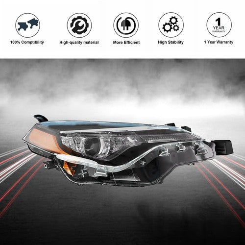Fit For Toyota Corolla L LE Eco 2017-2019 RH Headlight Replacement Halogen