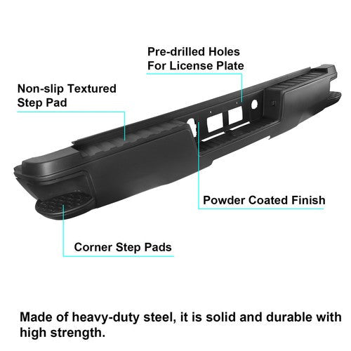 For 2014-2018 Chevy Silverado Sierra 1500 Black Rear Step Bumper w/o Sensor