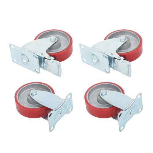 4 Inch - 4 Industrial Casters - two with brakes, two without