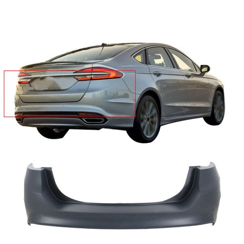 Rear Bumper Cover Black New Trim Replacement For 13-18 Ford Fusion 4DR W/o Park