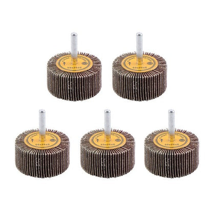 Aluminum Oxide Shank Mounted Flap Wheels, 2" x 1" x 1/4", 120 Grit - 5 Pack