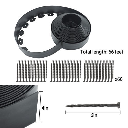 60pcs Anchoring Spik L-shaped 60FT Garden Edge Lawn Grass Stone Isolation Strip