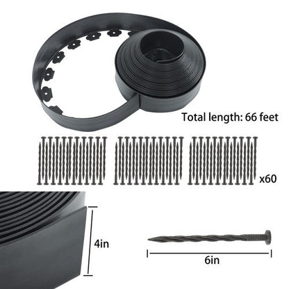 60pcs Anchoring Spik L-shaped 60FT Garden Edge Lawn Grass Stone Isolation Strip