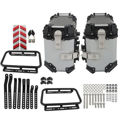 Silver 36L Motorcycle Side Case Hard Saddlebag Box Trunk Tour with Support Racks
