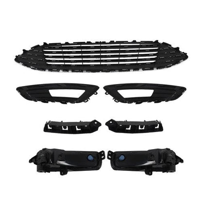 Chrome Black Complete Front Bumper Cover+Grill Set For Ford Focus 2015-2018