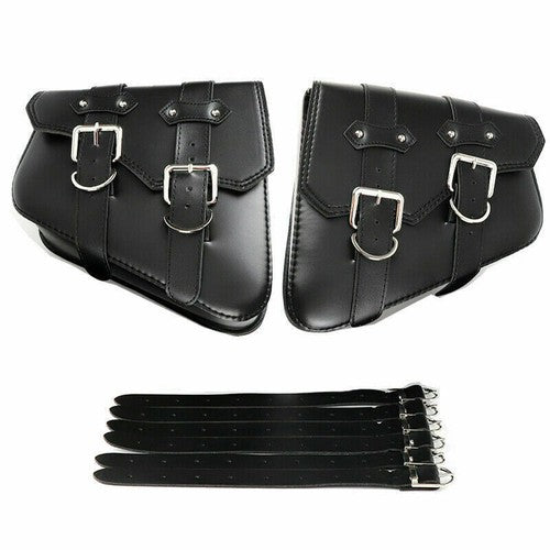 New For Sportster 883 Dyna Moto PU Leather Luggage Tool Saddlebag Saddle Bags