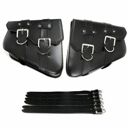 New For Sportster 883 Dyna Moto PU Leather Luggage Tool Saddlebag Saddle Bags