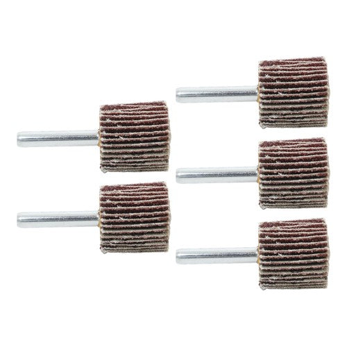 5 Pack 1" x 1" x 1/4" Shank Mounted Flap Wheels 60 Grit Aluminum Oxide