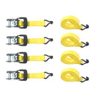 4 Pc 1.5" inch x 16' Ft Ratchet Tie Down Cargo Straps 1100 Lbs J Hooks