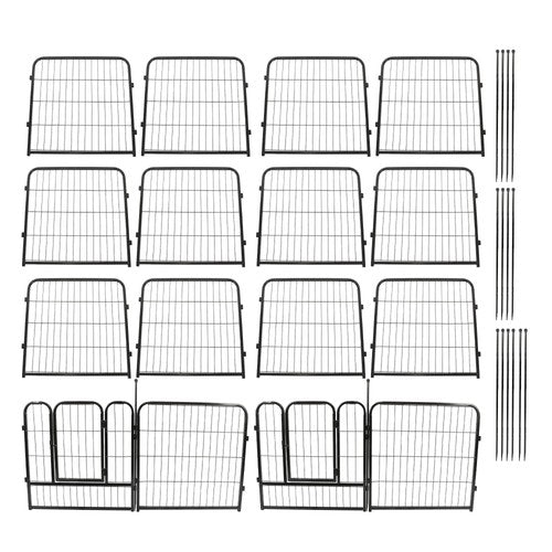 16 Panels 24x24 inch Dog Playpen Crate Fence Pet PlayPen Exercise Cage